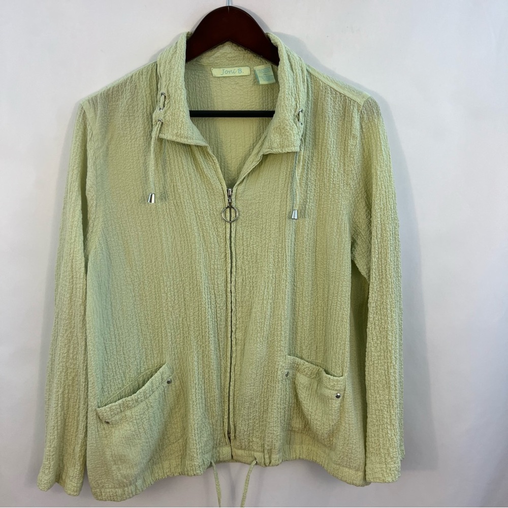 Joni B. Jacket Pants Suit Capri Women's Petite L Large Textured Crinkle Soft - Picture 2 of 9